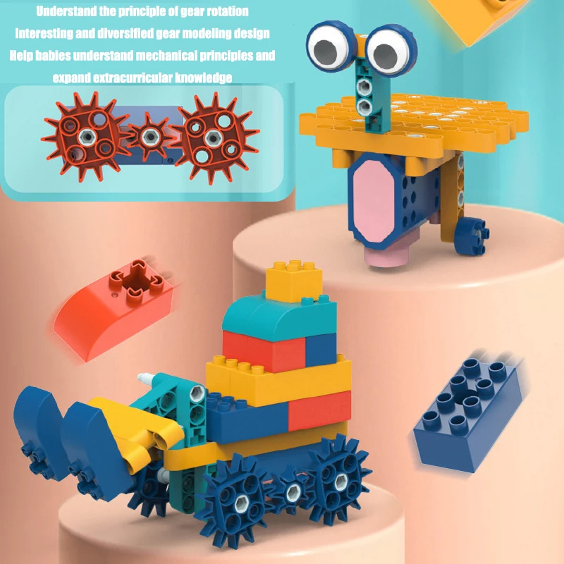 Ensemble de blocs de construction d'engrenages mécaniques électriques, bricolage, jouets éducatifs créatifs pour enfants, cadeau pour garçons et filles, grande taille