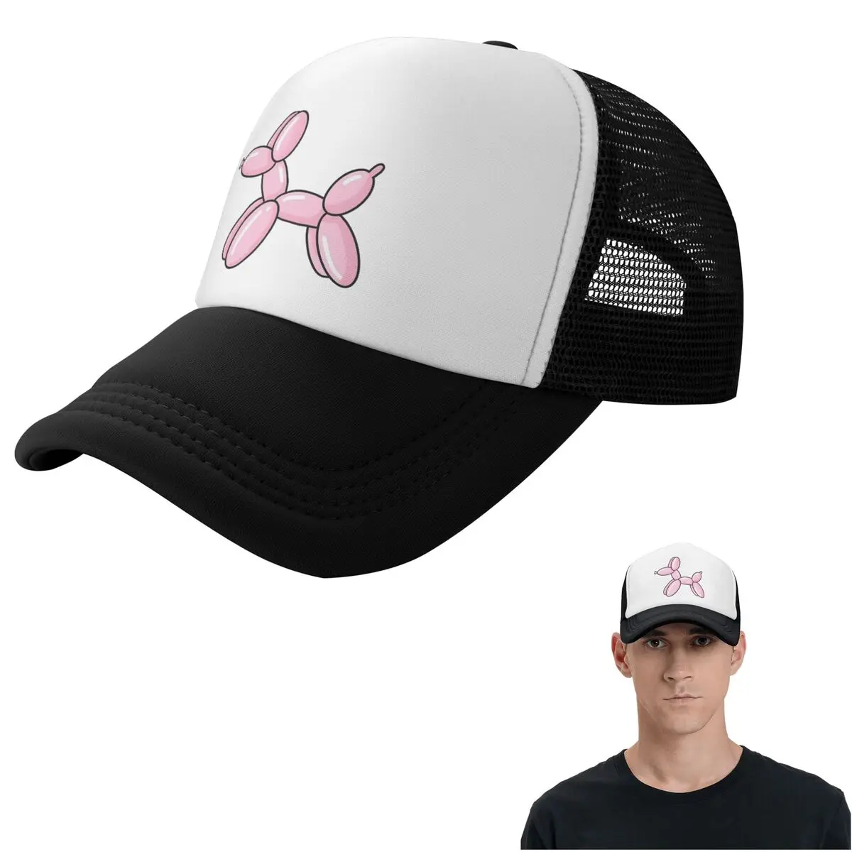 Balloon Dog Pink Cap Fashion Mesh Baseball Caps Adjustable Hat Hip Hop Summer Unisex Baseball Hats