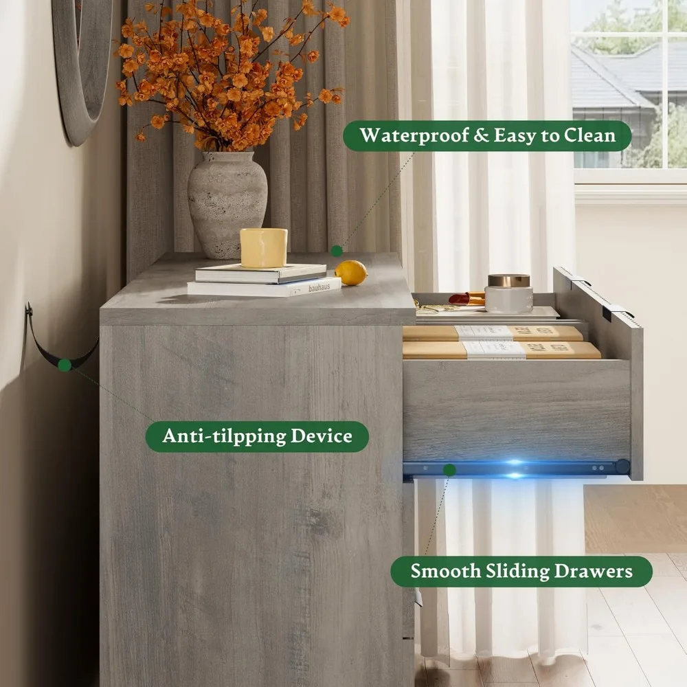 Exquisite Fluted Dresser with 6 Drawers, 54 Wide Modern Chest of Drawers with Metal Handle, Wooden Dresser TV Stand, Wood Closet