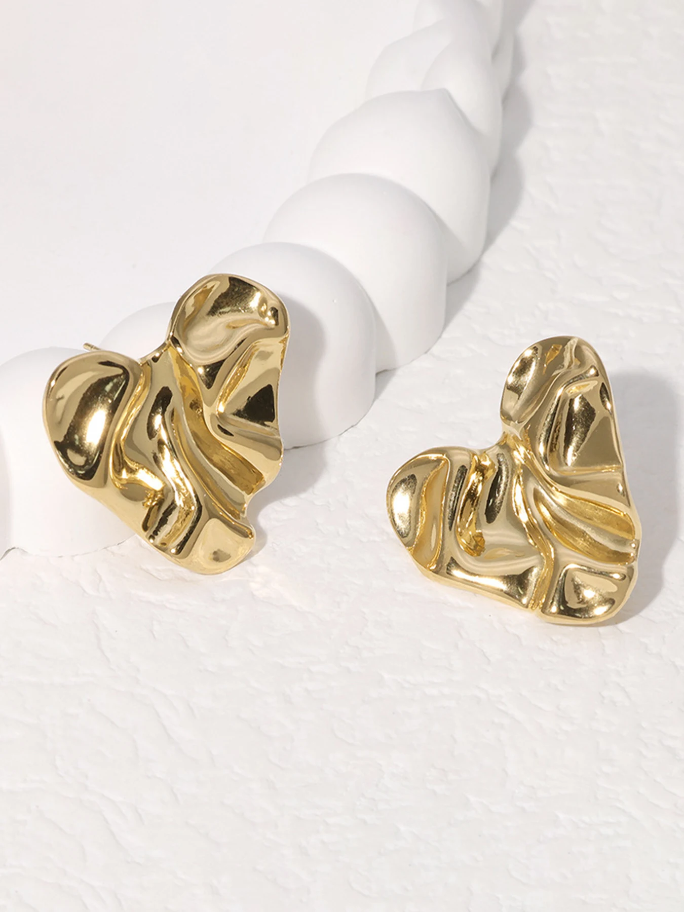 

Women's Stainless Steel Stud Earrings, Asymmetrical Design, Plain Pattern, Cold-Weather Accessory, All Season Wear