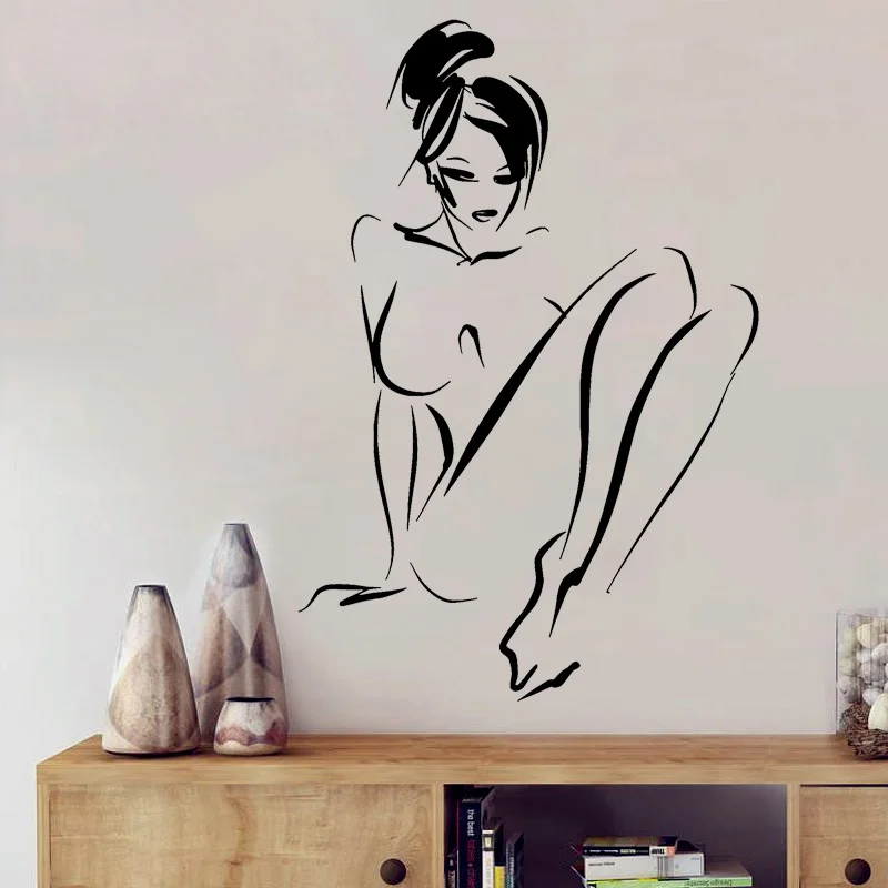 Naked Woman Vinyl Wall Decal Adult Room Decor Sexy Girl Stickers Vinyl Home Decor for Bedroom Couple Room Wallpaper S644