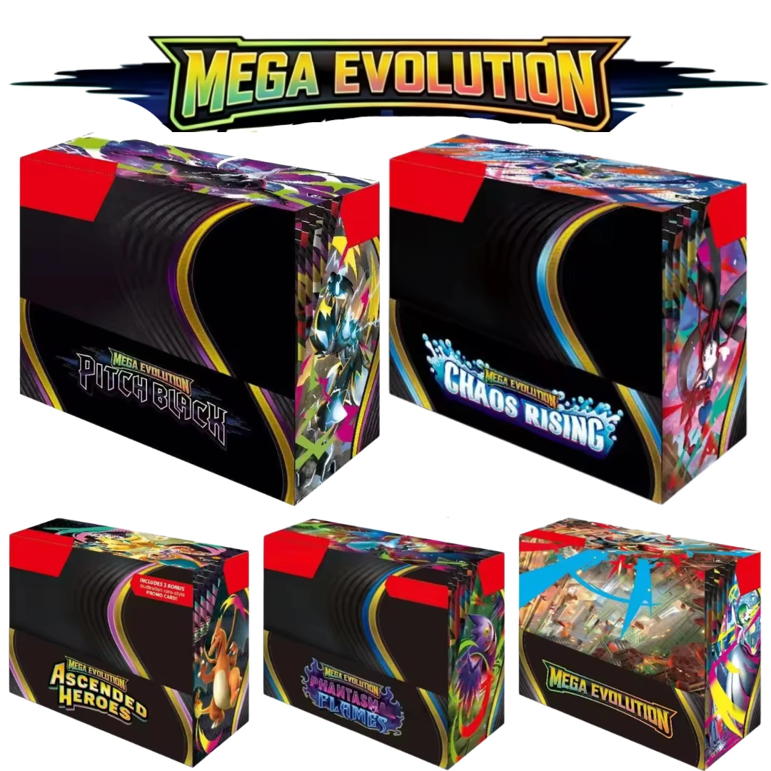 Boîte de boosters Pokémon TCG Mega Évolution - Pitch Black Chaos Rising, Ascended Heroes, Phantasmal Flames - Jeu de cartes à collectionner scellé