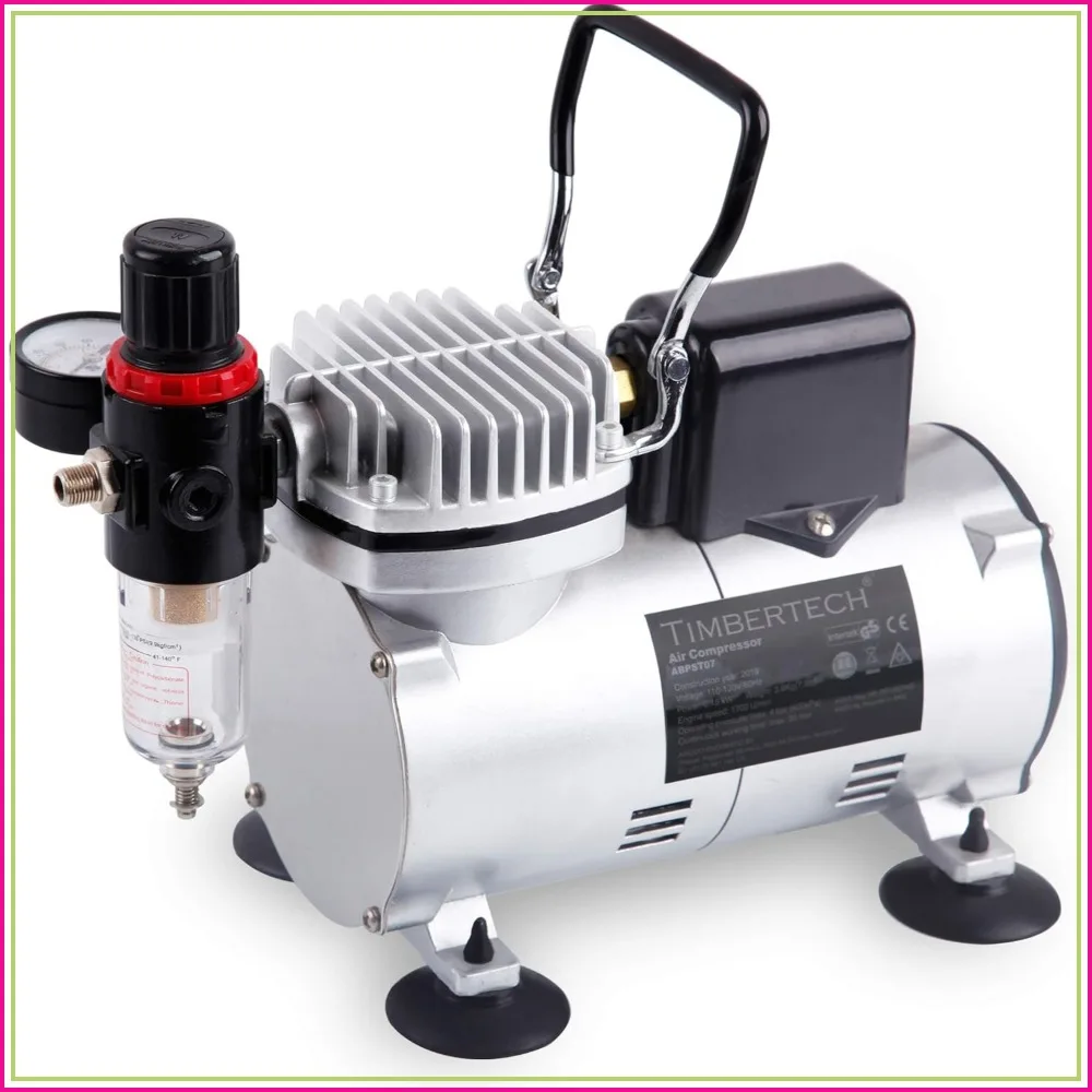 

Airbrush Compressor with Cool-Down Fan, 1/6hp Portable Quiet Airbrush Compressor for Paint, Nail Art, Tattoo, Cake, Automotive, Make-up