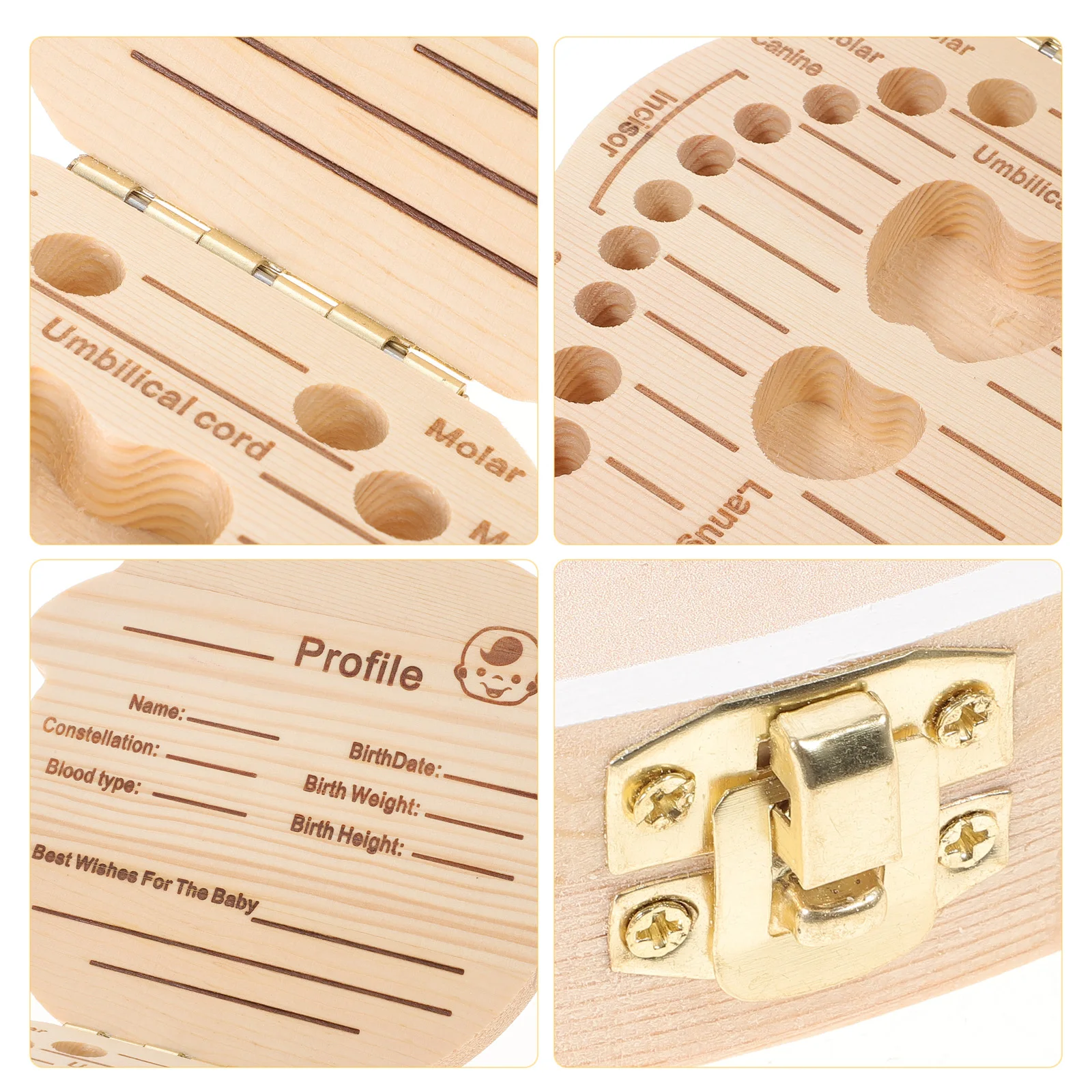 

Baby Tooth Box Keepsake Container Wooden Storage Case First Tooth Holder Cartoon Design Small