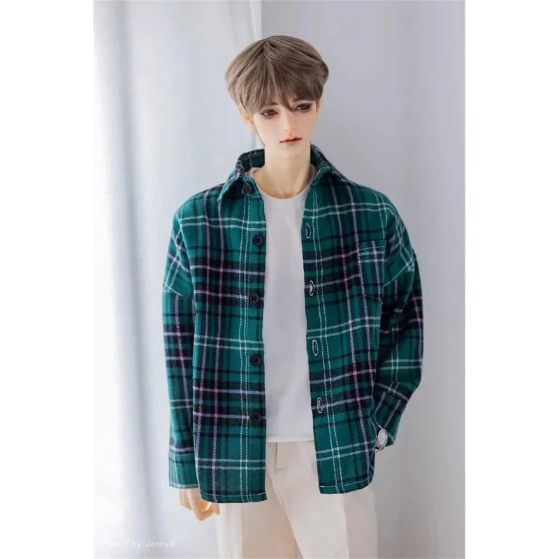 

BJD SD Clothes 1/3 1/4 Boys Daily Handsome Casual Plaid Checkered Shirt Spot Inventory Green Gifts Toys BID Doll Accessories
