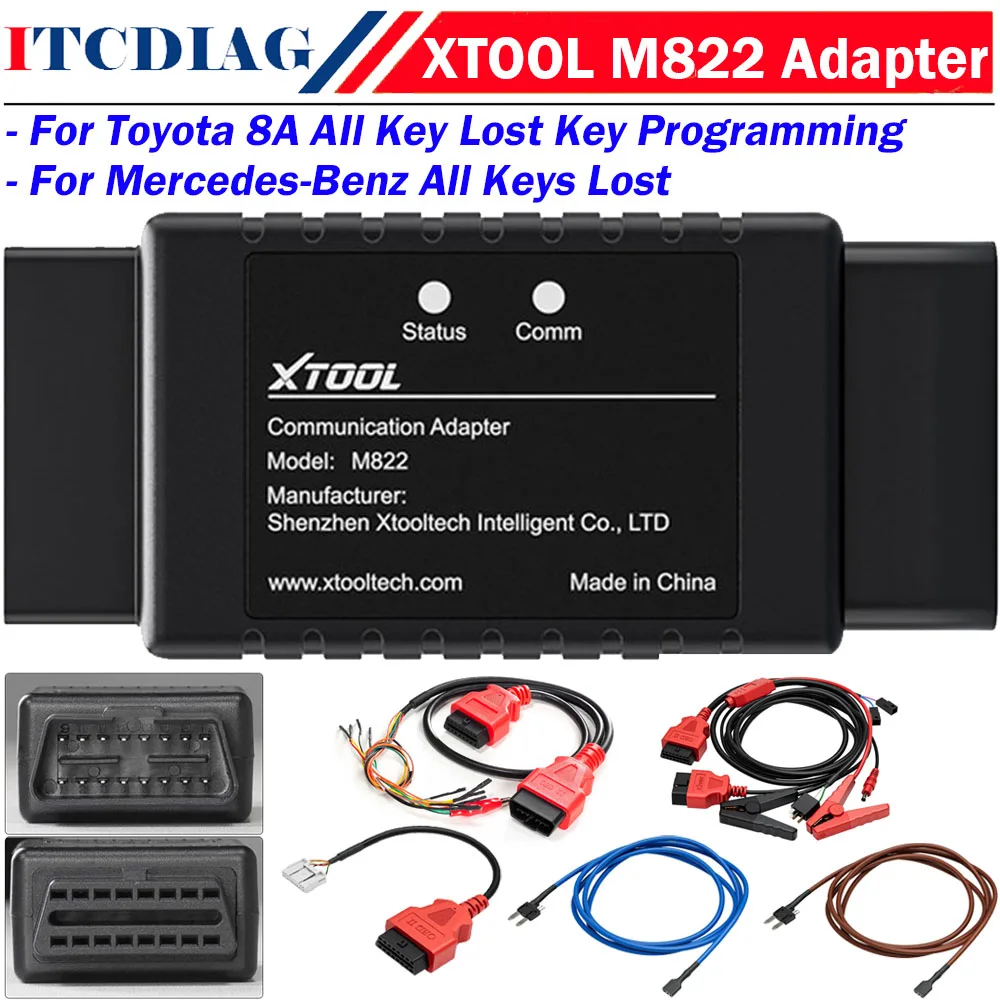 

XTOOL M822 Adapter For Toyota 8A AIl Key Lost Key Program M821 For Mercedes-Benz All Keys Lost Fit KC501 KS-1 For Xtool X100PAD