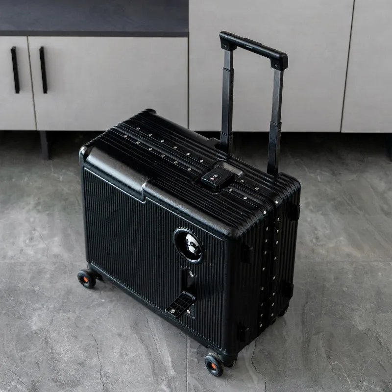 Mala de bagagem de alumínio para crianças, mala de mão de 20 polegadas com trava de combinação para meninos e meninas, bagagem infantil