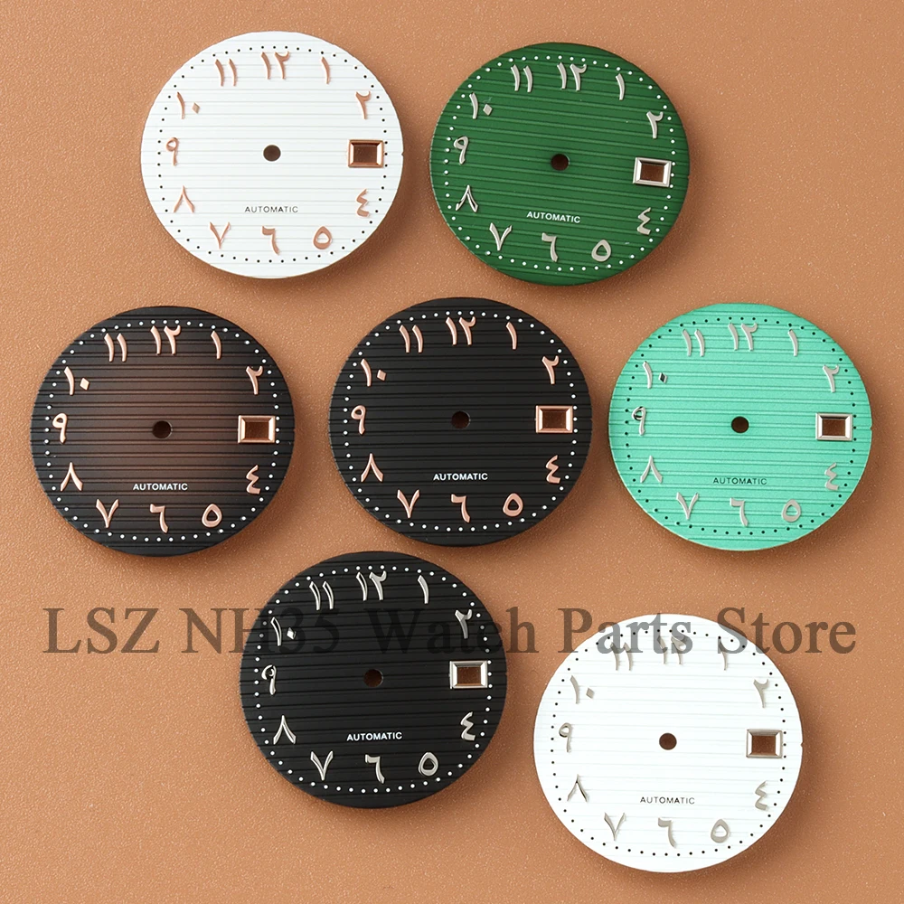 

Green Luminous NH35 Dial 29.8mm Arabic Numerals Watch Dial Fit NH35 NH36 NH38 Movement Nautilus Case Watch Dial Replace Parts