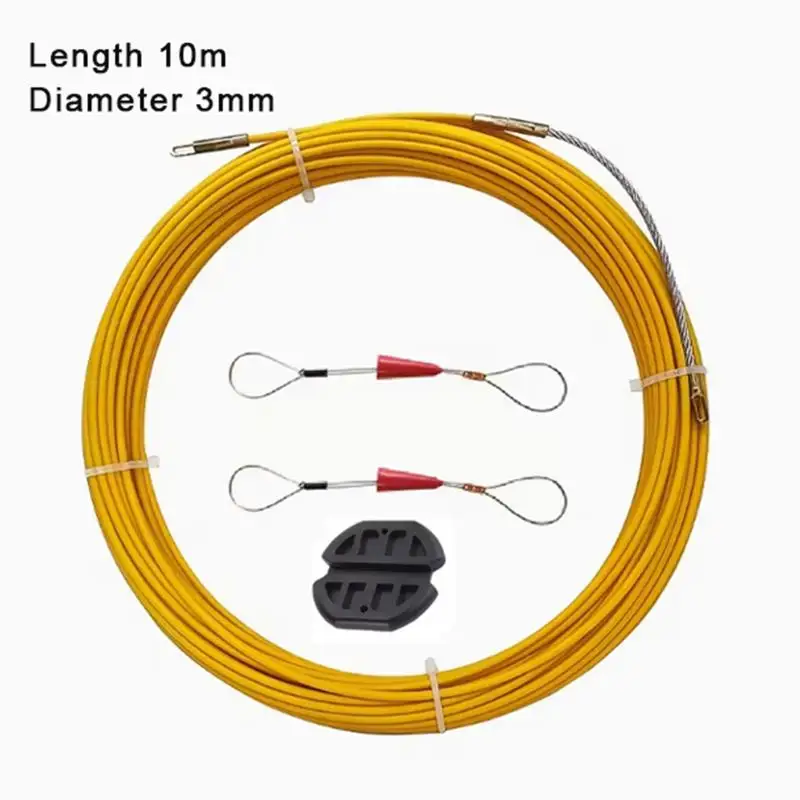 1Set 3mm Fiberglass Cable Puller 10m Duct Rodder Fish Tape Guide Device Electrician Wiring Tool Wiring Installation Auxiliary To view 2