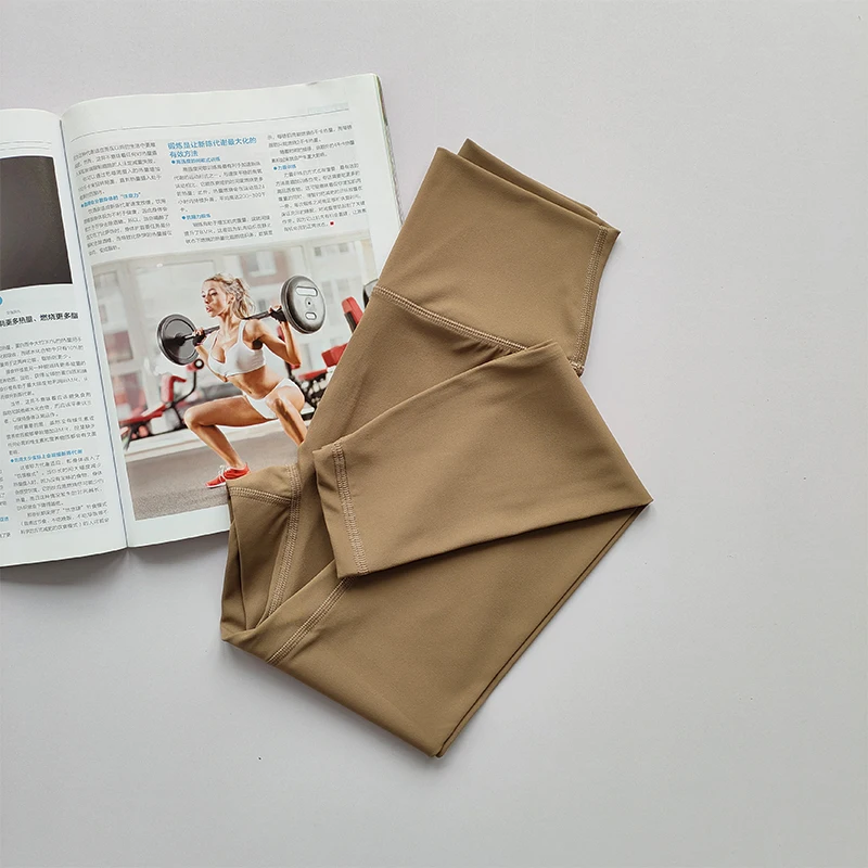 Nackte High-Waist-Yogahose für Damen, eng anliegend, hüfthebend, schnelltrocknend, Fitness-Leggings, hochfadenig, Sporttights – Detail 3