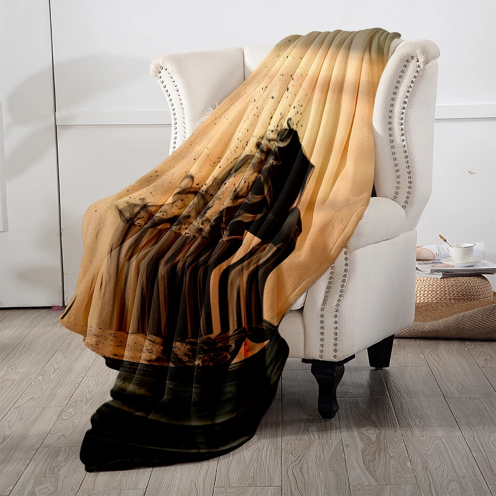 Woman Sitting Smoke Sunset Super Soft Flannel Blanket Fuzzy Warm Throw Blanket for Bed Couch Cozy Plush Bed Cover All Season