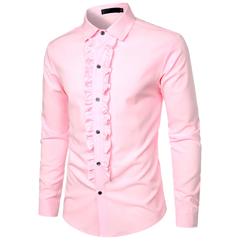 Fashion Men Formal Shirt Spring Long Sleeve Wedding Party Dress Shirt Mens Costumes camisas de hombre