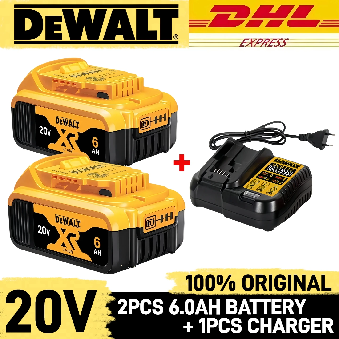 

100% Original-DEWALT 20V battery, 2AH 5AH 6AH, DEWALT 20V tool battery for Dewalt DCG406 DCF850 DCF512 DCD796 DCF887 DCE530