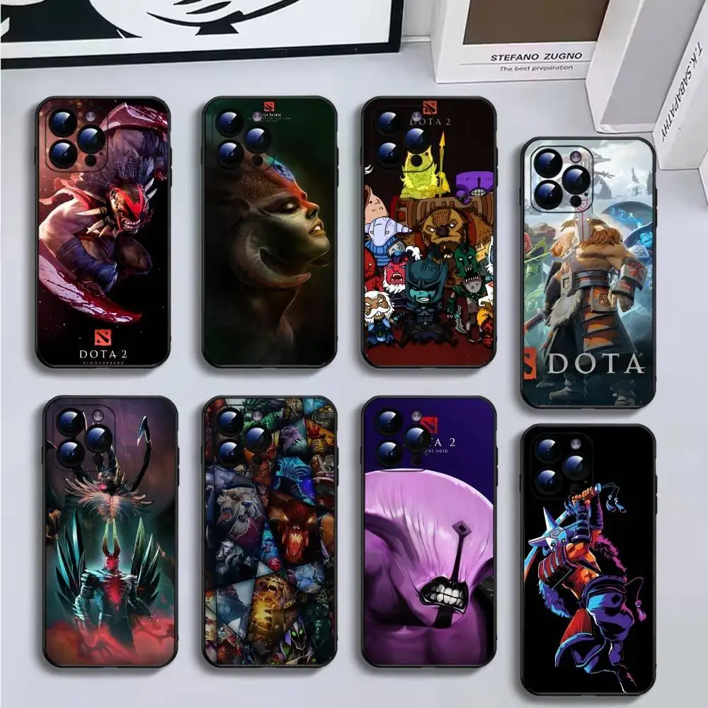 حافظة هاتف Dota 2 لهاتف iPhone16,15,14,13,12,11 Plus,Pro Max,XS,X,XR,SE,Mini,8,7,Soft Black Cover #1