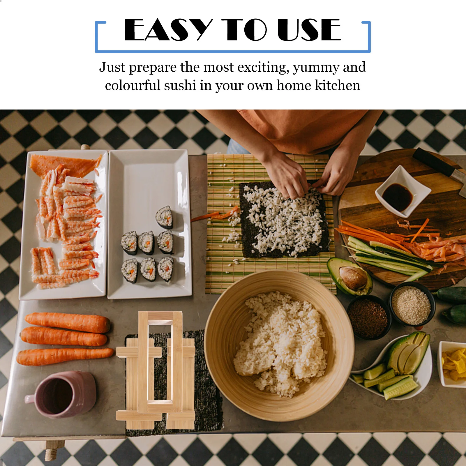 

Bamboo Sushi Mold Rectangular Wooden Press For Rolls Cake Fudge Cookies Diy Kitchen Tool Sushi Making Tools Hand Mold Wood