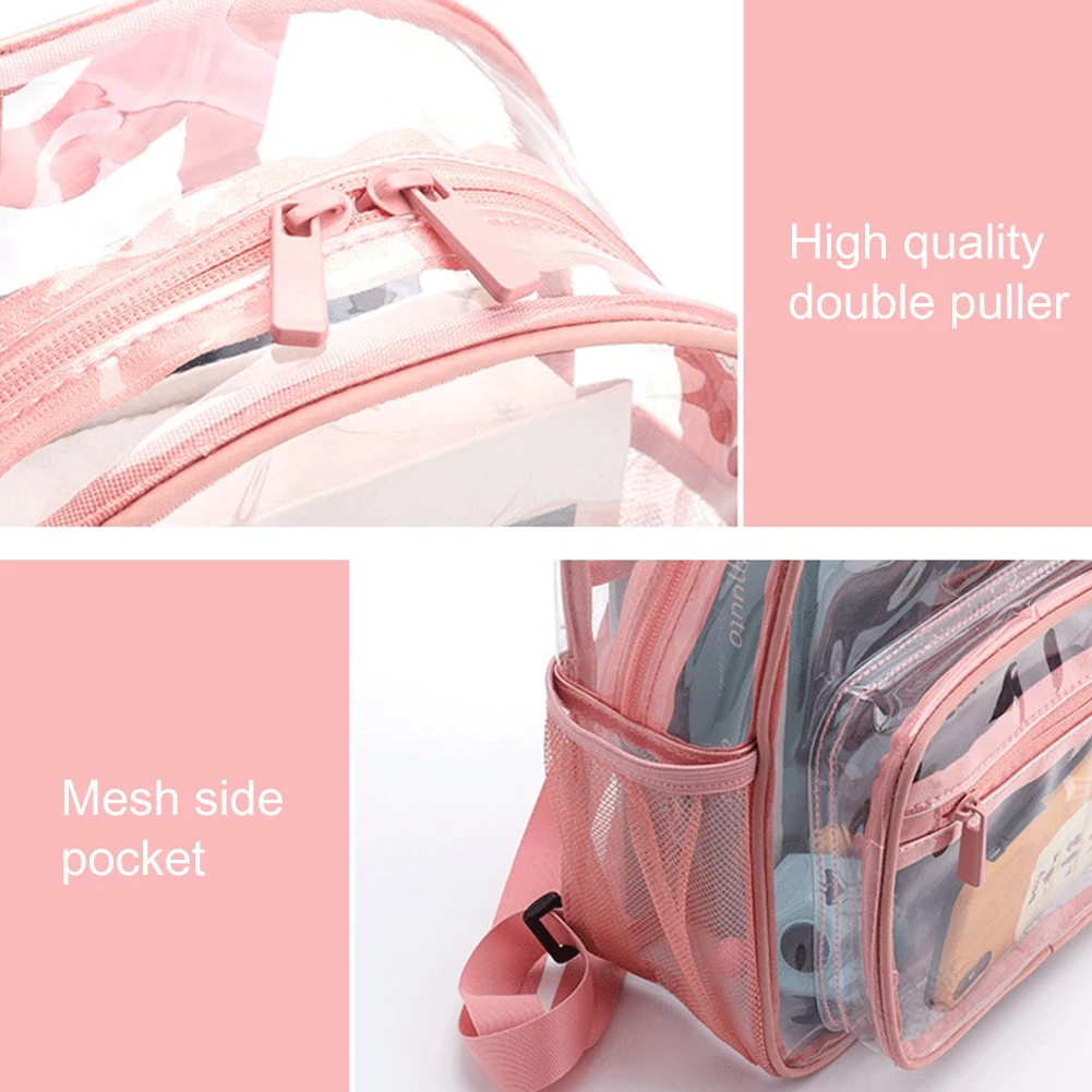 Casual Transparent Waterproof PVC Jelly Rucksack Storage Bag Student Backpack