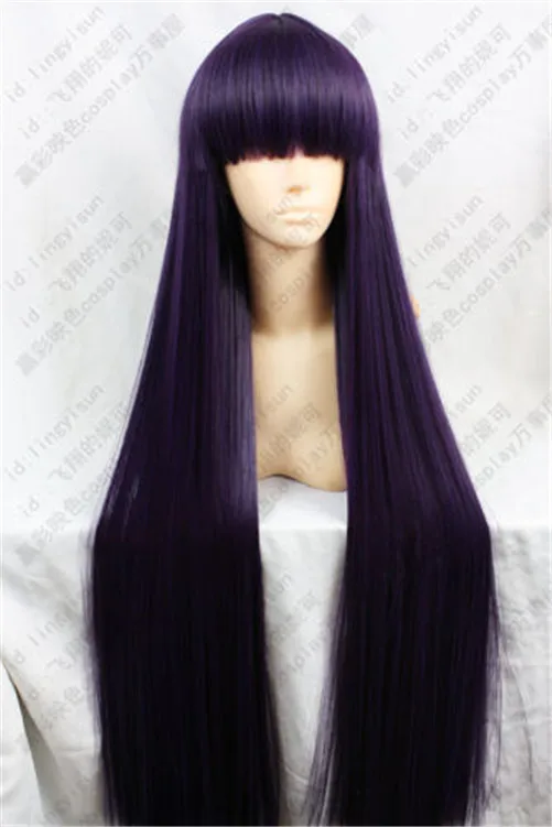 1 meter Women's Long Deep Purple Straight Hair Hot Selling Anime Wig