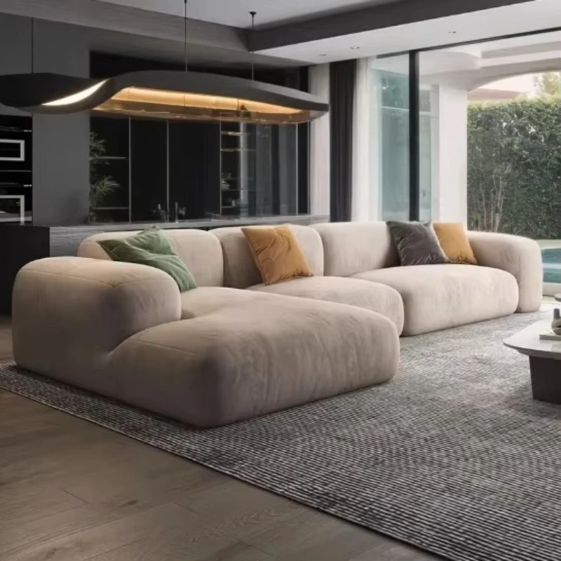 

Living Room Sofa Furniture Deluxe Modular Floor 3 Seats Velvet Fabric Combination Sofa