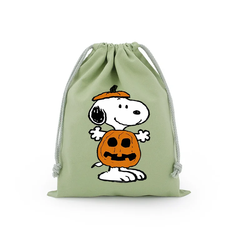 Snoopys sac à cordon Anime Halloween impression sac à main Portable grande capacité coton sacs de rangement enfant fête d'anniversaire bonbons cadeau