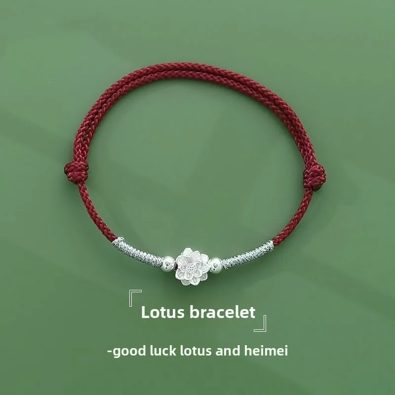 

New Lotus Bracelet for Women, Woven Red String, Best Friend Couple Bracelet, Valentine's Day Gift for Girlfriend