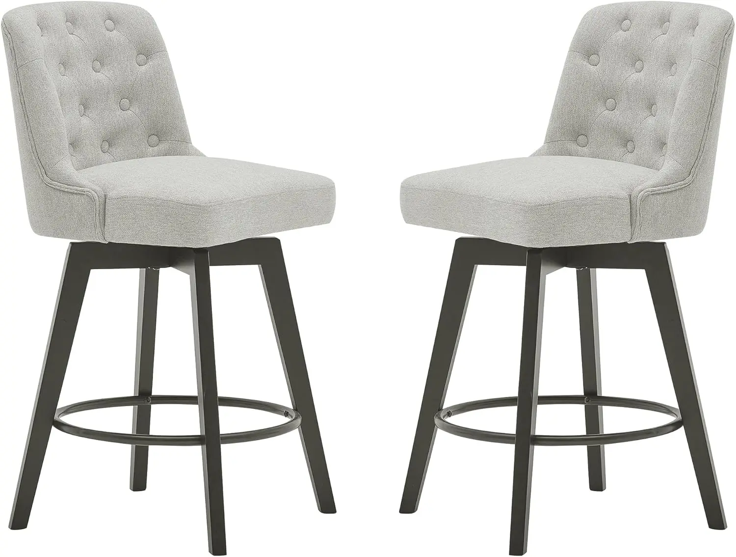 

MINCETA Counter Stool,26" 360 Free Swivel Upholstered Bar Stool with Back-Set of 2-Performance Fabric in Beige Gray