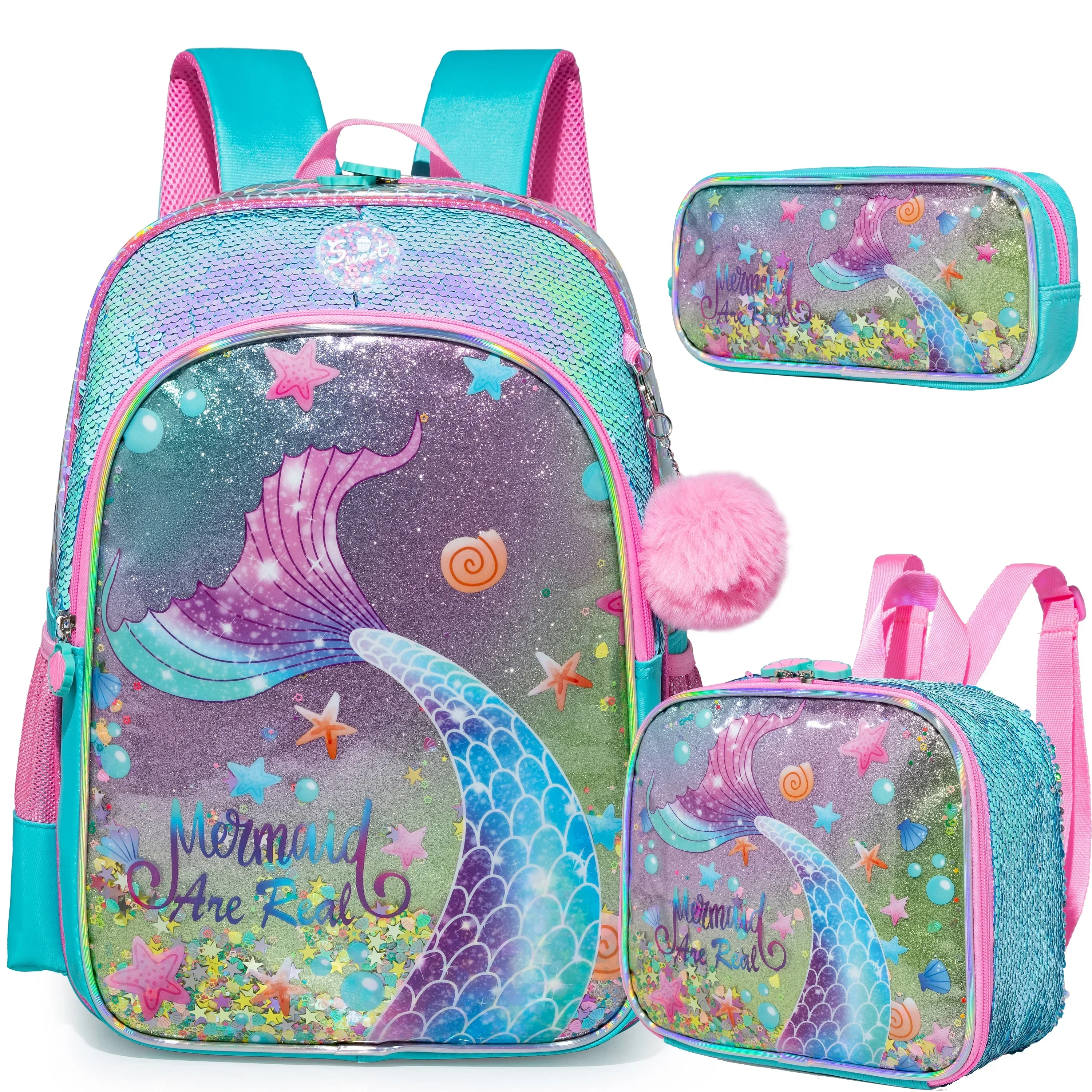 Meetbelify Backpack for Girls Backpacks Kids School Bookbag for Elementary Students Full Size Travel Bag with lunch box