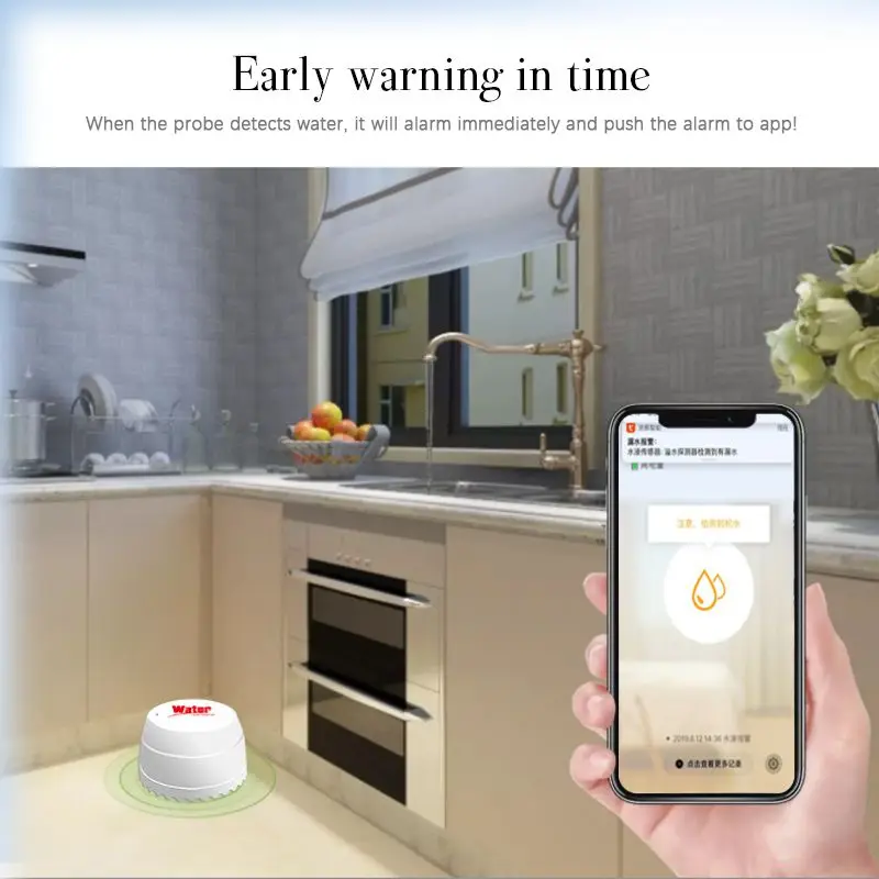 WiFi Tuya Water Leak Detector Leakage Flood Immersion Sensor Smart Life App Remote Monitoring Home Security Sound Alarm System