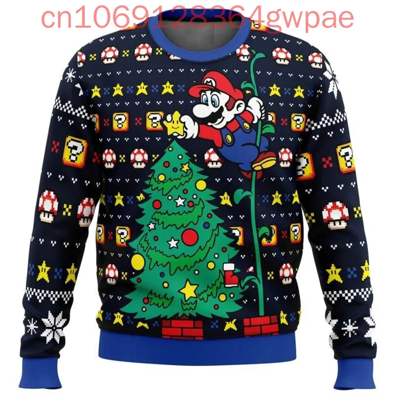 Game Super Mario Bros Pullover Yoshi Plumber Ugly Christmas Sweater Princess Peach Printing Streetwear Unisex Christmas Tops