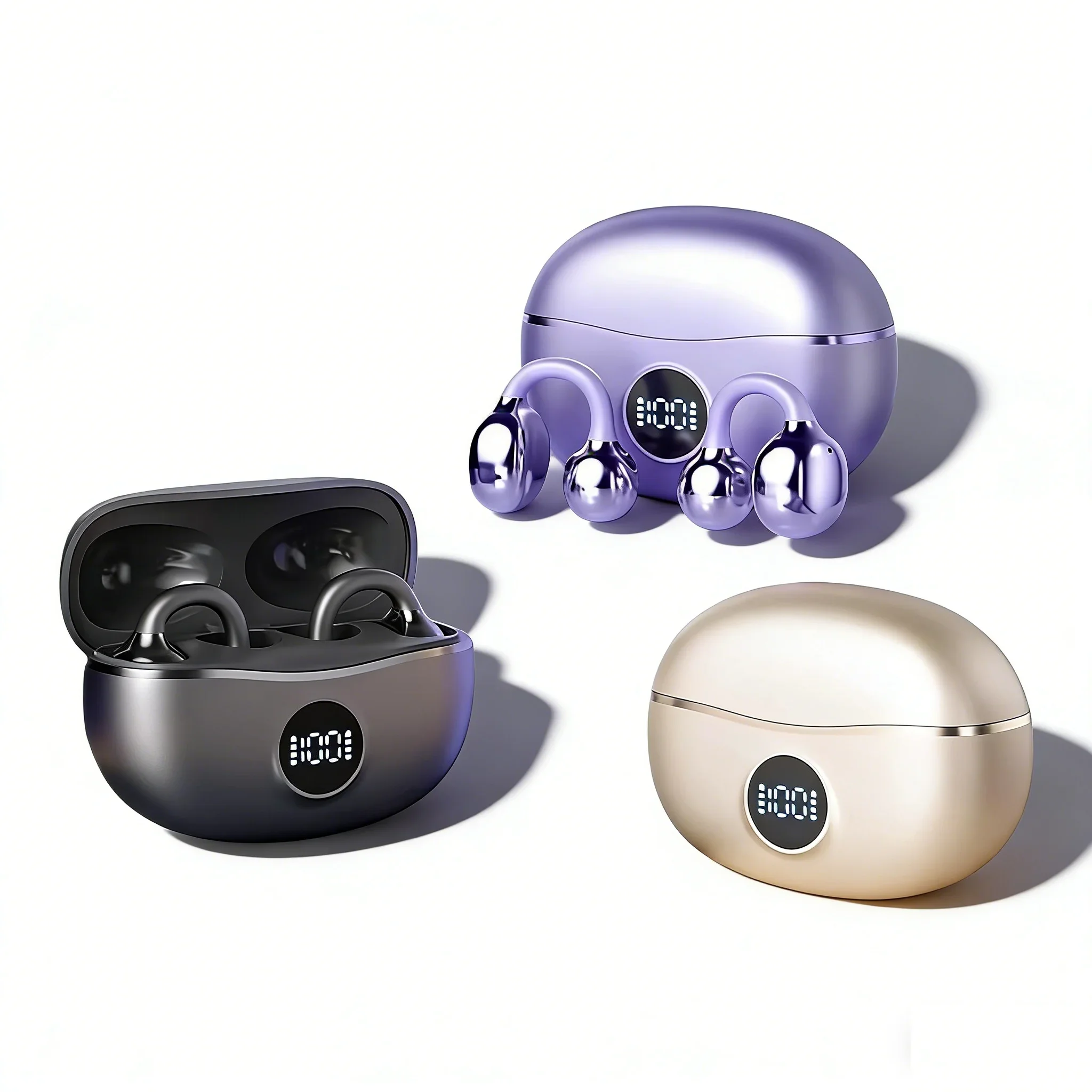 Clip-on Earbuds Glasses Open Ear Bluetooth Headphones with 4