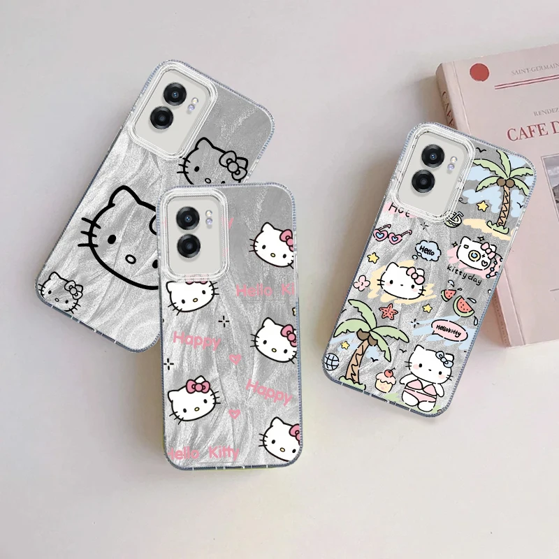 Hello Kitty Sanrio Cute For OPPO A79 A78 A58 A38 A18 A16 A60 A53 A92 A72 A52 A74 A55 A54 A94 5G Feather Yarn Back Phone Case