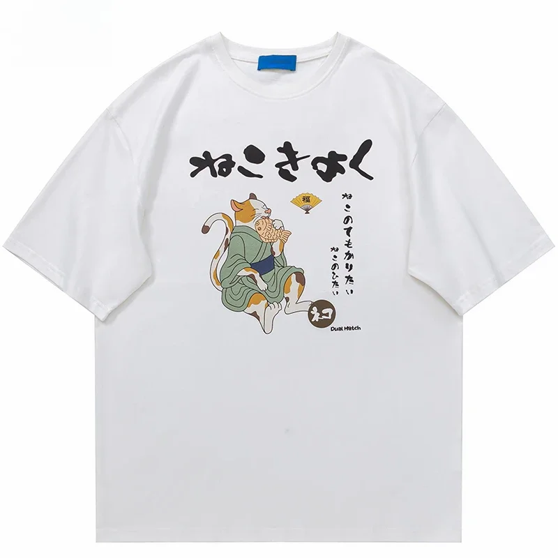 Men Tshirt Streetwear Japanese Harajuku Funny Fisher Cat T-Shirt Cotton Summer 2024 Cartoon T Shirt Hip Hop Tops Tees Unisex