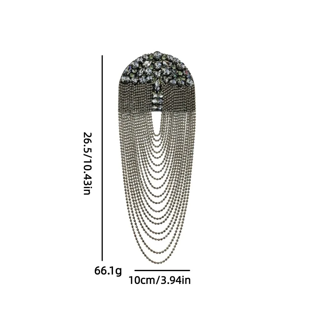 Alloy Tassel Epaulettes Rhinestone Shiny Shoulder Board Decorative Lightweight Shoulder Mark Festival Drum Corps