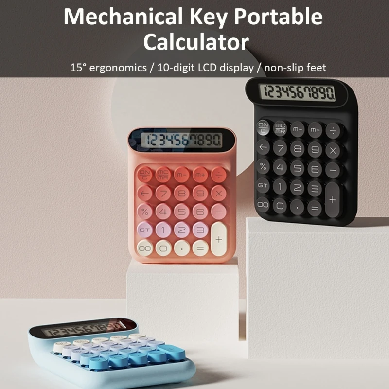 Taschenrechner mit mechanischer Tastatur, klares LCD-Display, Taschenrechner für Schüler, Briefpapier