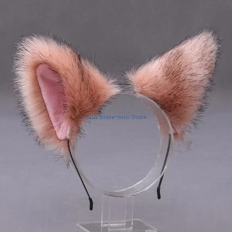 

X7XB Furry Cats Ear Headbands Plush Anime Hair Hoop for Halloween Cosplays
