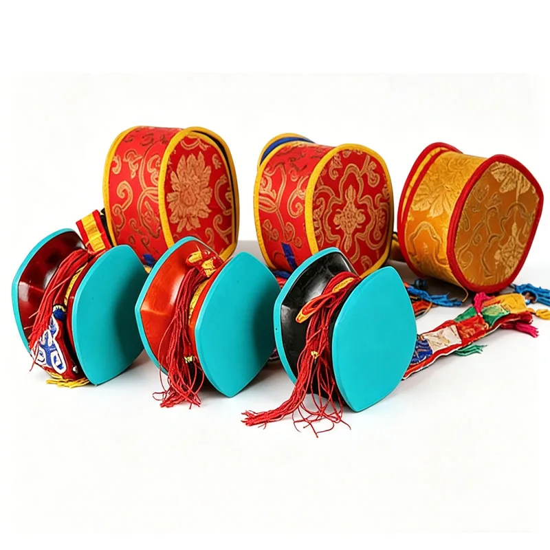 Nepal Handmade Square Drum Tibetan Goatskin Soft Mallet Hand Drum Meditation Sound Healing Tambourine Percussion Instruments