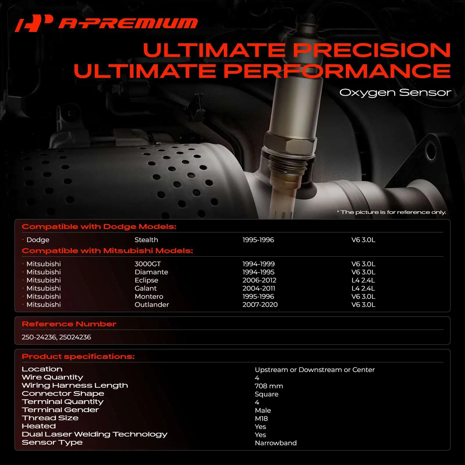 A-Premium Upstream or Downstream or Center O2 Oxygen Sensor for Mitsubishi Outlander Eclipse