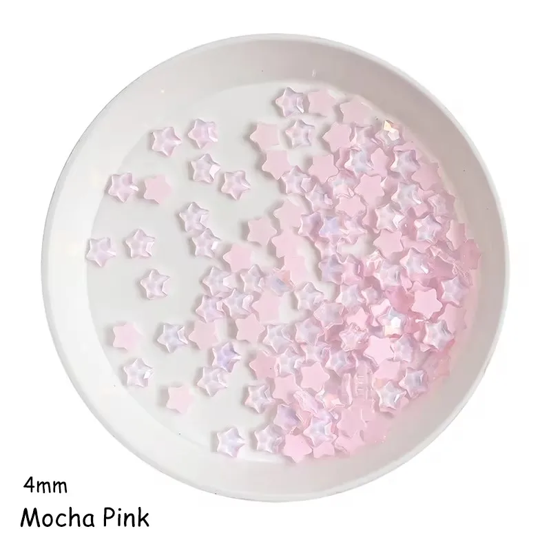 100PCS Cute Mini Mocha Color Star 4MM Flat Back Glass Crystal Nail Art Rhinestone DIY Manicure Decoration Stone