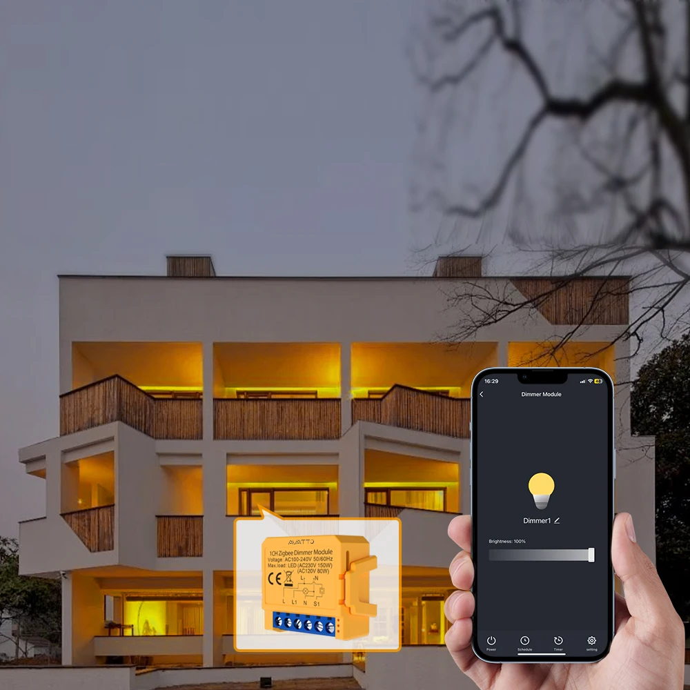 AVATTO WiFi/ZigBee 1/2-Gang-Dimmer-Lichtschaltermodul, intelligentes Dimmer-Schaltermodul, APP-Fernbedienung für Tuya Alexa Google Home – Detail 4