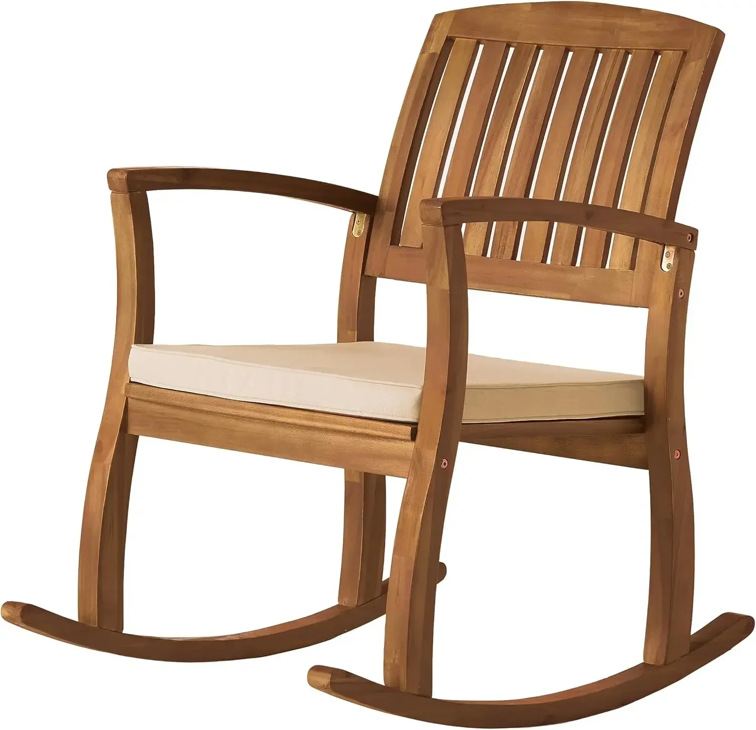 Selma Acacia Rocking Chair with Cushion, Teak Finish