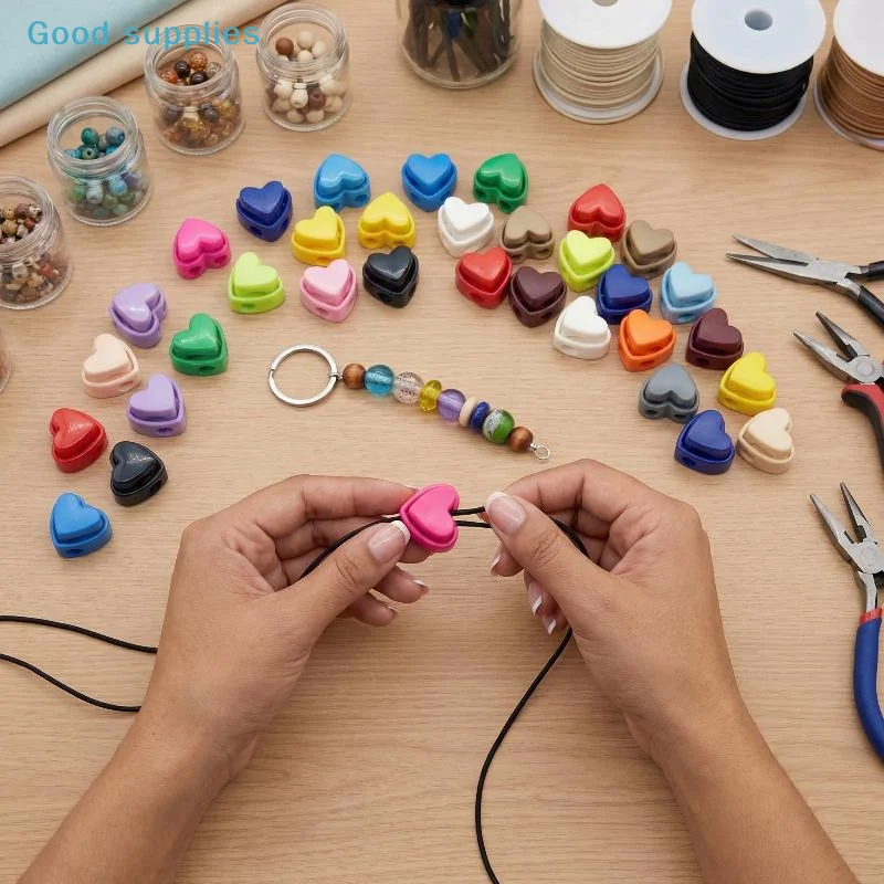 5pcs Colorful Garment Stoppers Heart-Shaped Double Hole Spring Toggle Plastic Cord Locks Anti-slip Stoppers Garment Accessories