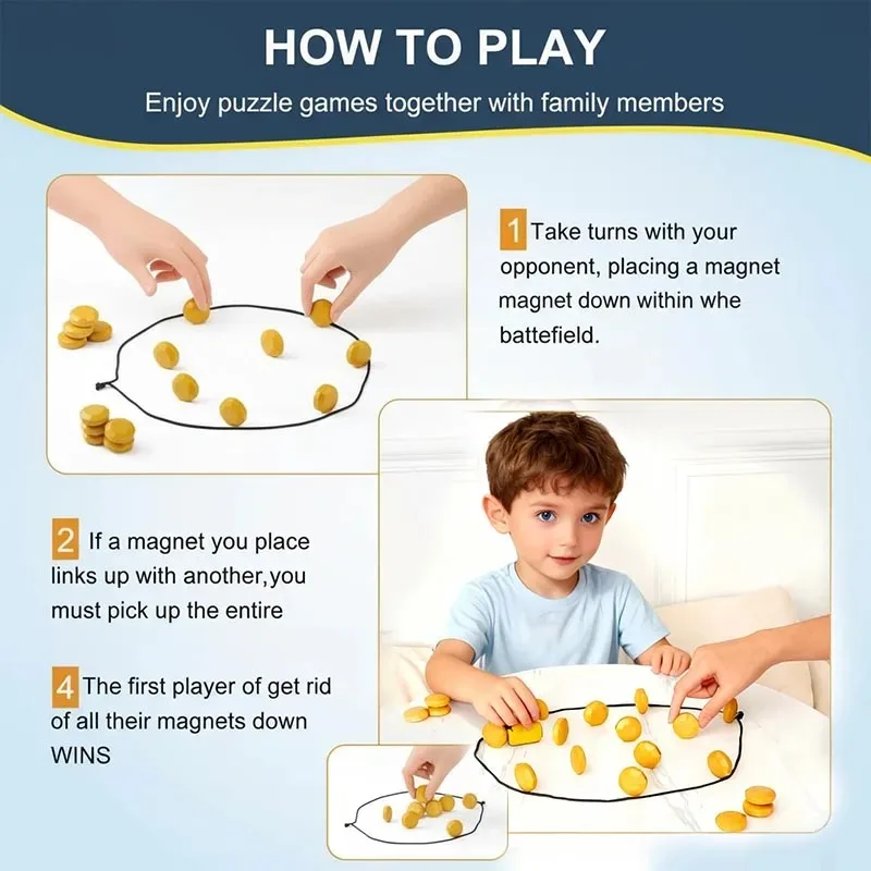 Party Games Magnetic Stones Game Interactive Magnet Board Strategy Game for Family Kids Adults High quality longest side 3.4cm* view 6