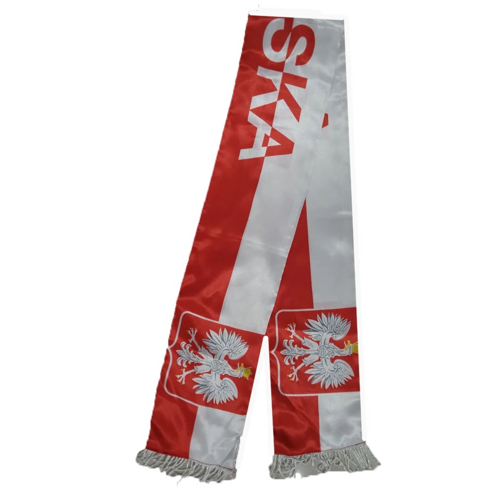 Country Double Side Printing 100% Polyester Football Soccer Fans National flag Poland Scarf