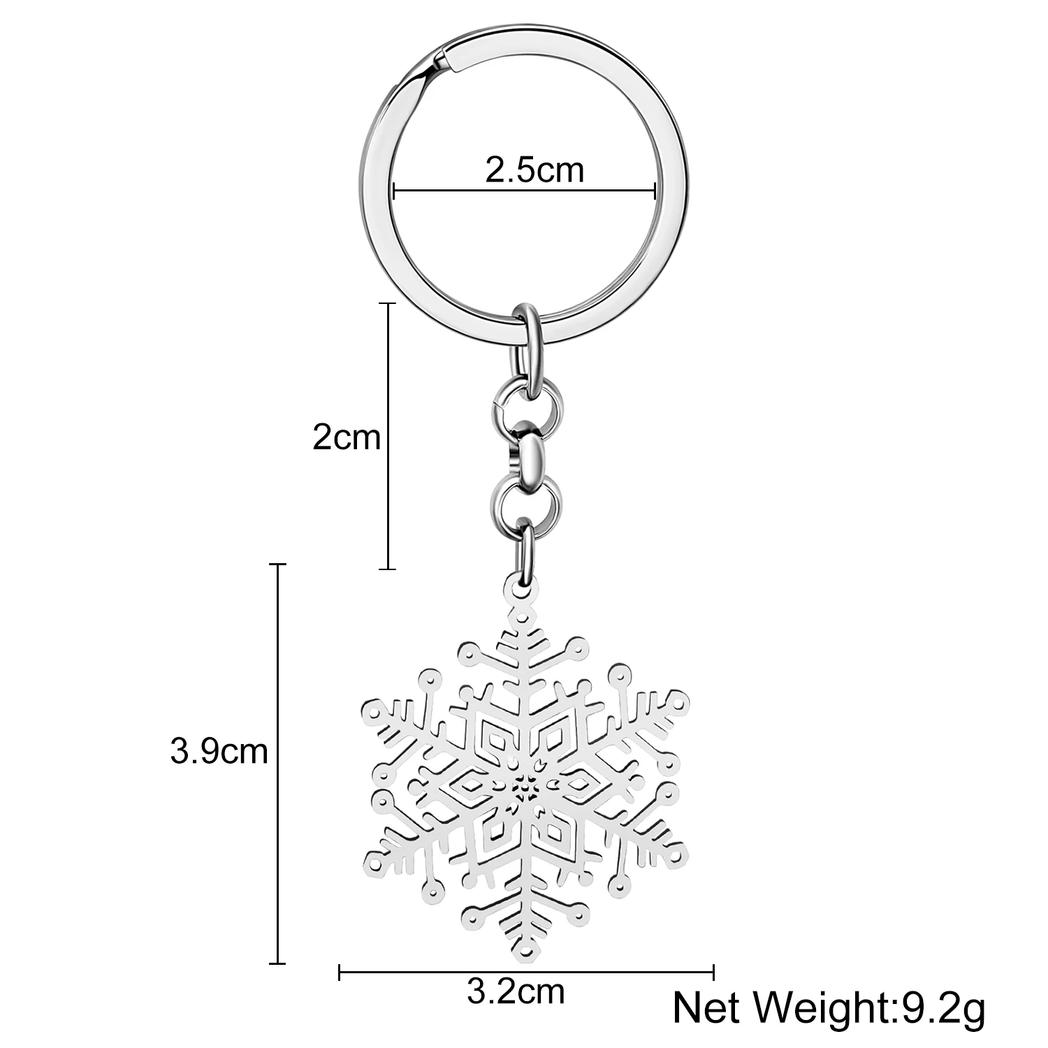 Bonsny Stainless Steel Silver-plated Beautiful Snowflakes Key Chains Keychains Decorations Key Ring For Women Gifts Car Charms