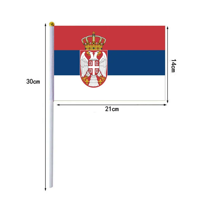 10 Pcs/lot Serbia Hand Waving Flags 14x21cm Serbia Flag Wholesale