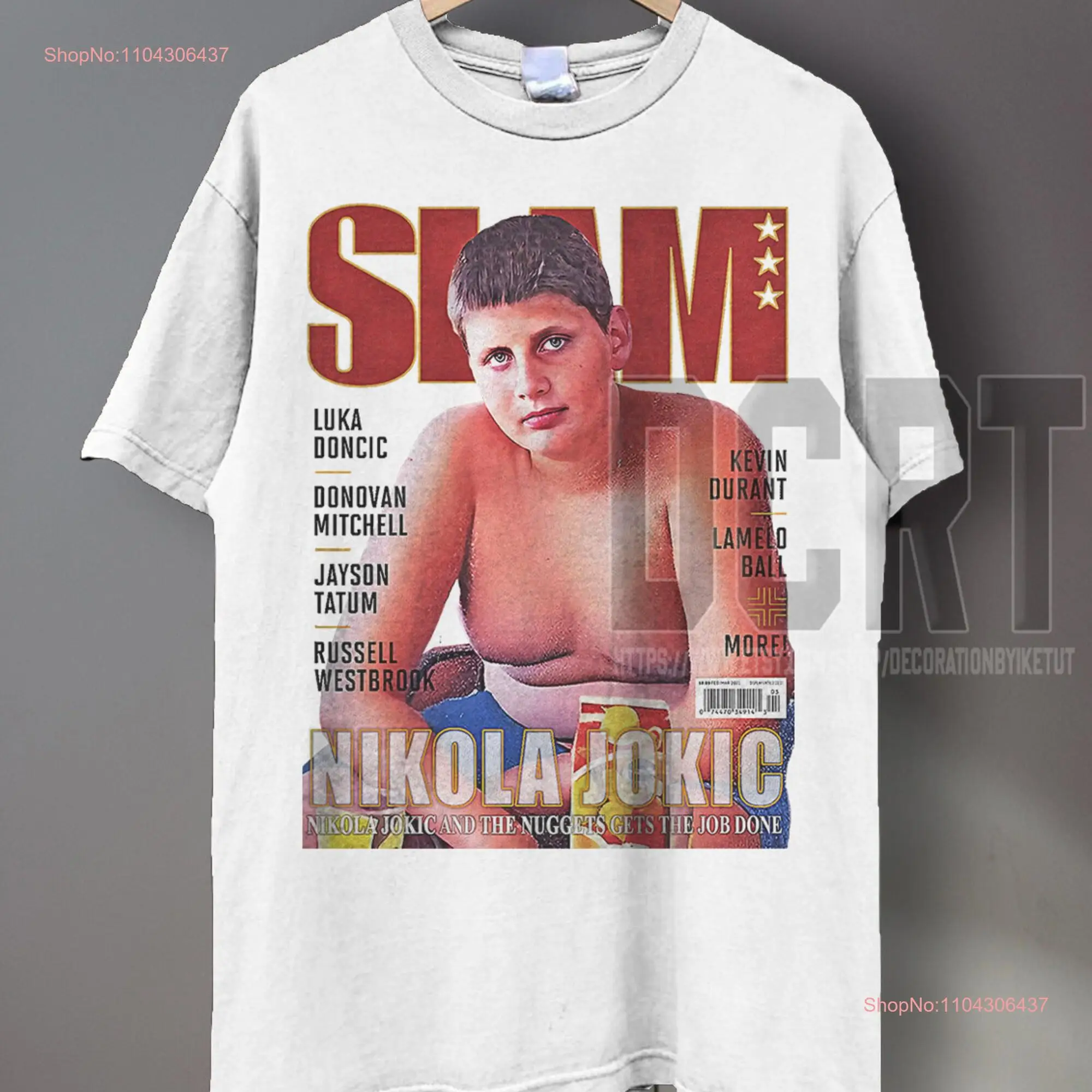 Vintage 90s Style Nikola Jokic T Shirt Funny Nicola Slam Magazine Retro American Basketball Oversized Bootleg