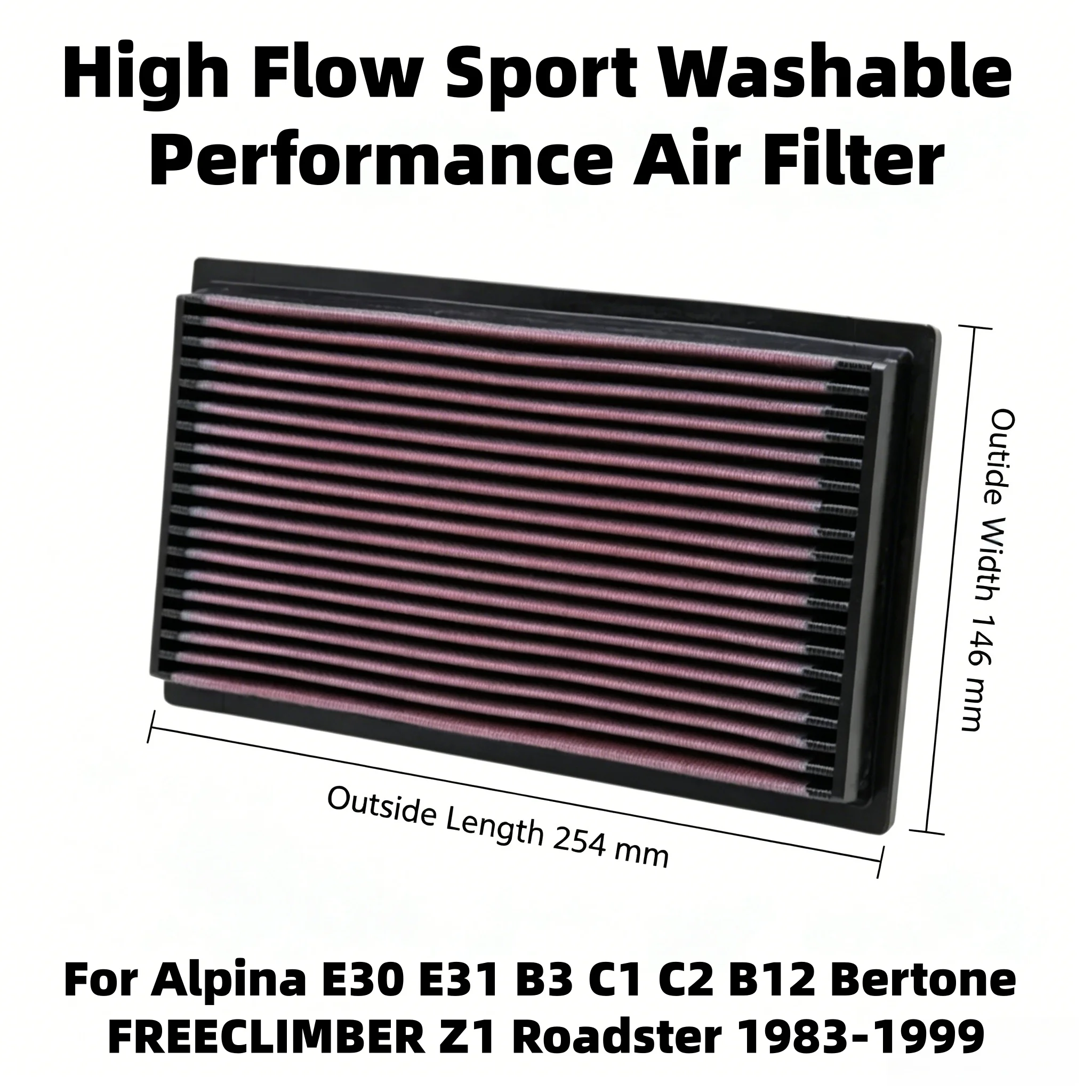 High Flow Sport Washable Air Filter For Alpina E30 E31 B3 C1 C2 B12 Bertone FREECLIMBER Z1 Roadster 1983-1999 33-2059 1372171588