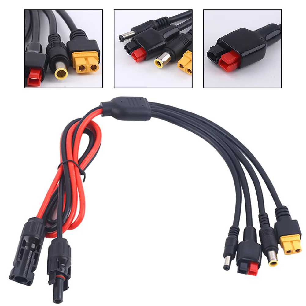 Charging Extension Cable Solar Panel Connector 4-In-1 Solar Charging Cable For XT60/DC5521/7909 Solar PV Connection Cable