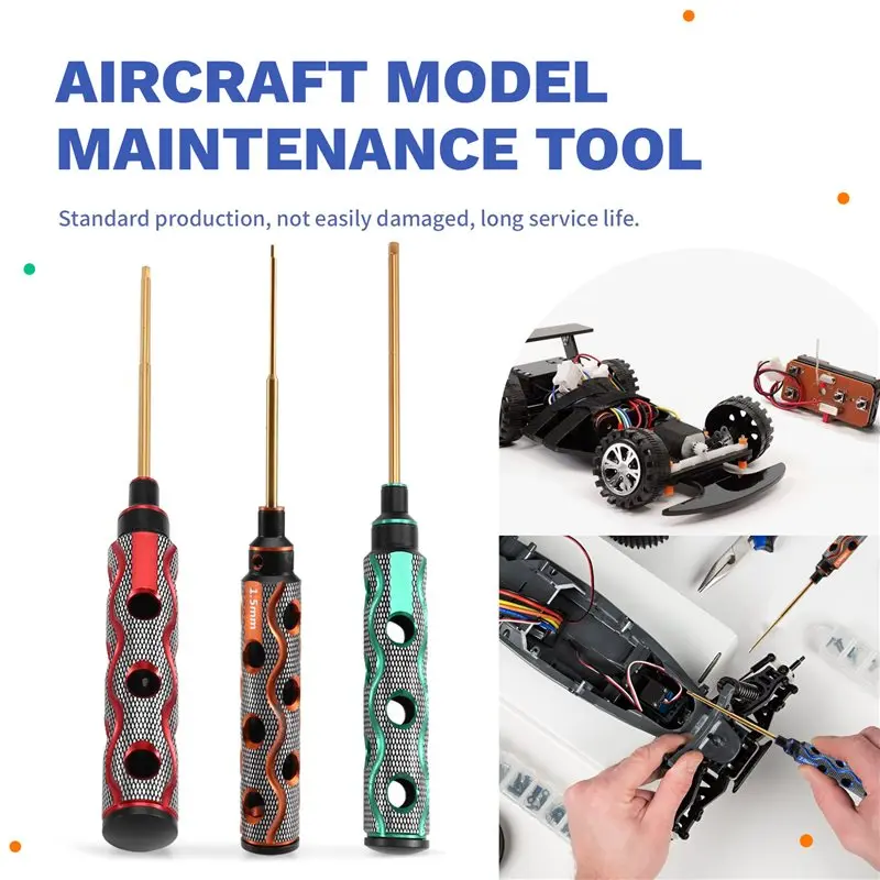 Für Renndrohnen, Flugzeuge, Autos, Boote, RC-Teile Kompatibles Sechskant-Schraubendreher-Set 1,5mm 2,0mm 2,5mm 3,0mm Sechskant-Werkzeugset