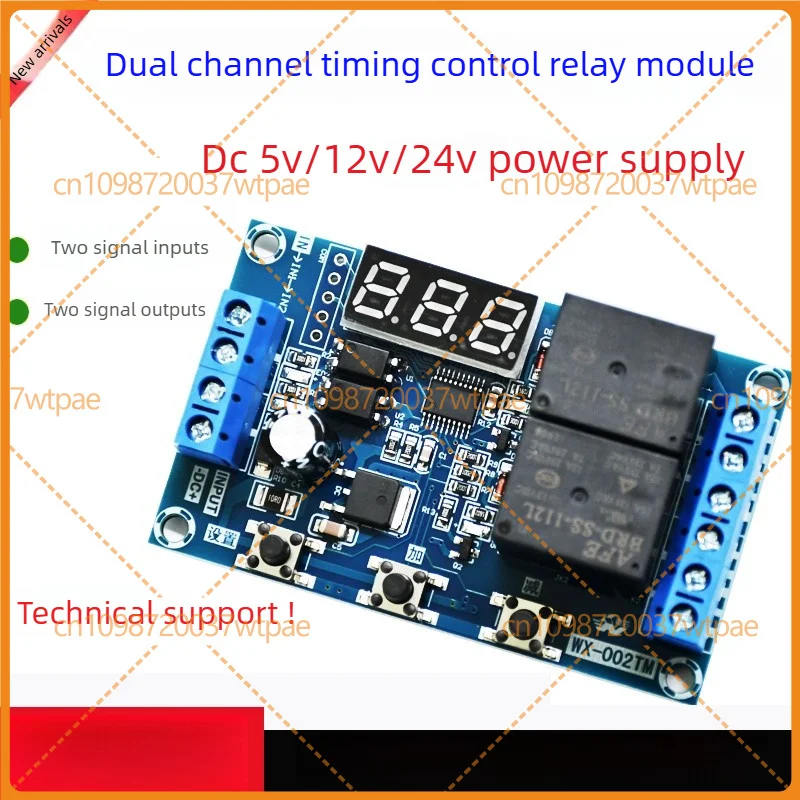 For Dual Channel Time Delay Relay Module, Multifunctional Timing Cycle On/Off Switch Controller Board Industrial Grade