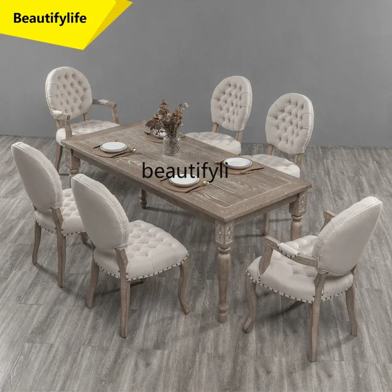 

LL A57 French chair B & B round back pull dining chair retro European studio solid wood armchair